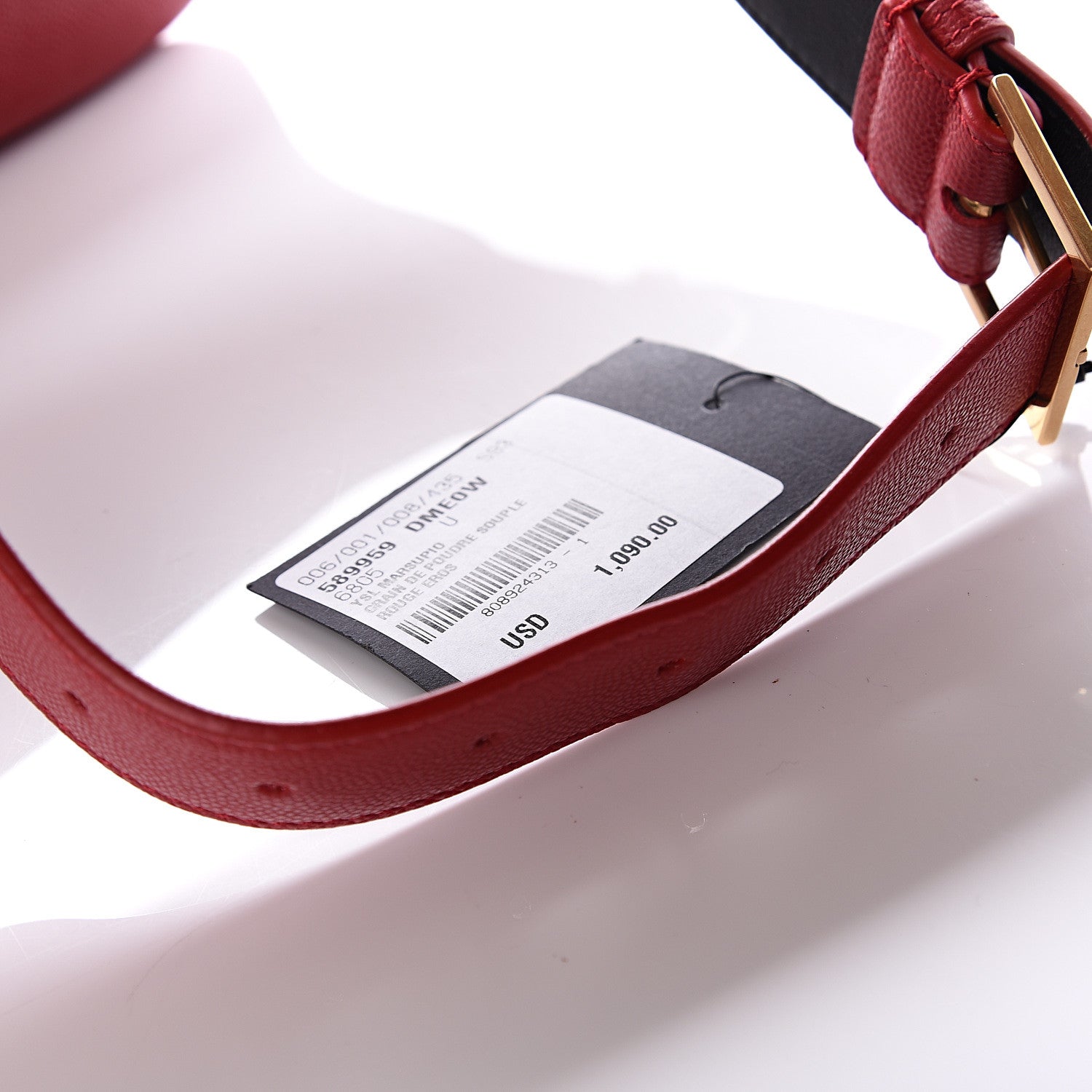 Saint Laurent Grain De Poudre Monogram Belt Bag Rouge Eros 10 of 11