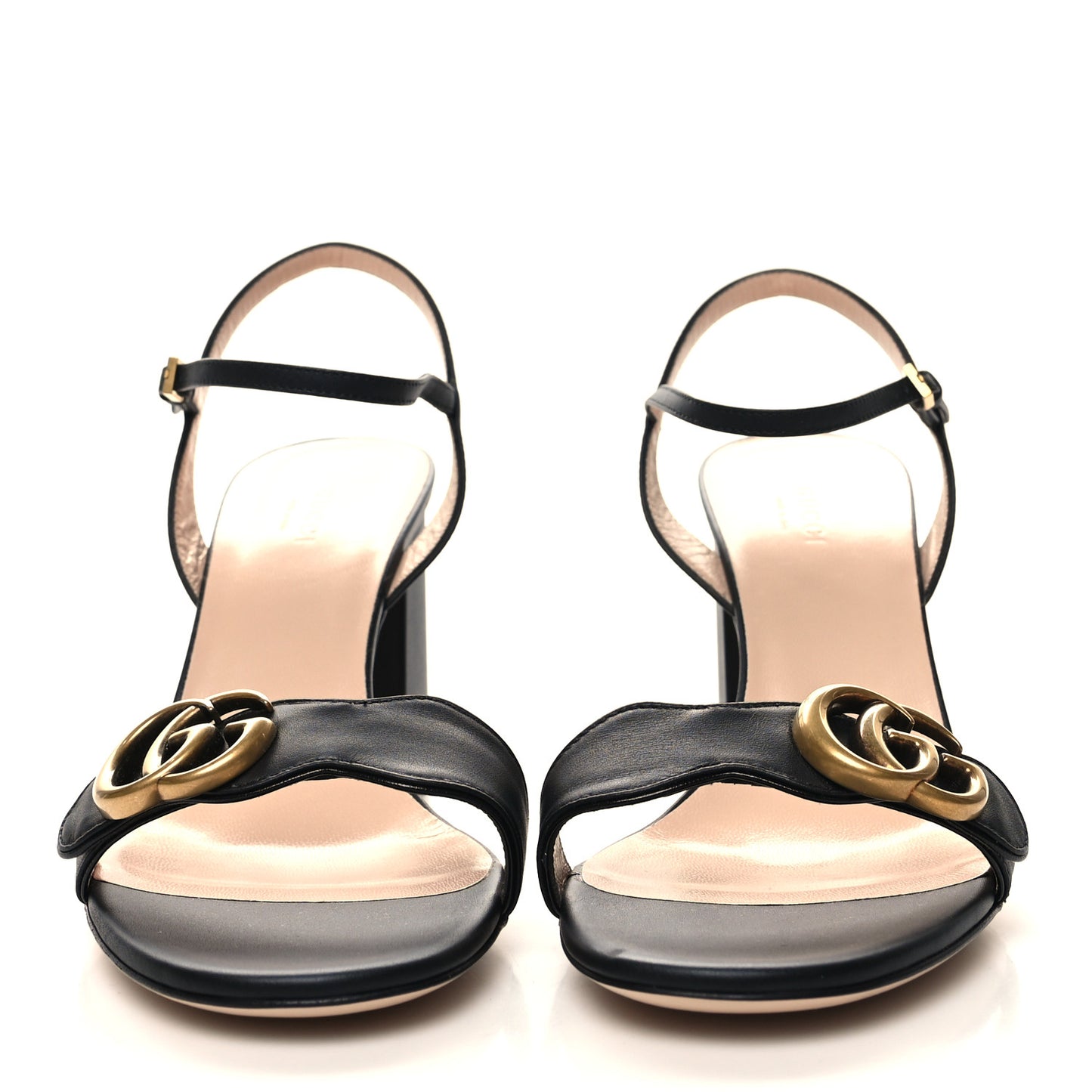 Lifford Calfskin GG Marmont Ankle Wrap 75mm Sandals 39 Black