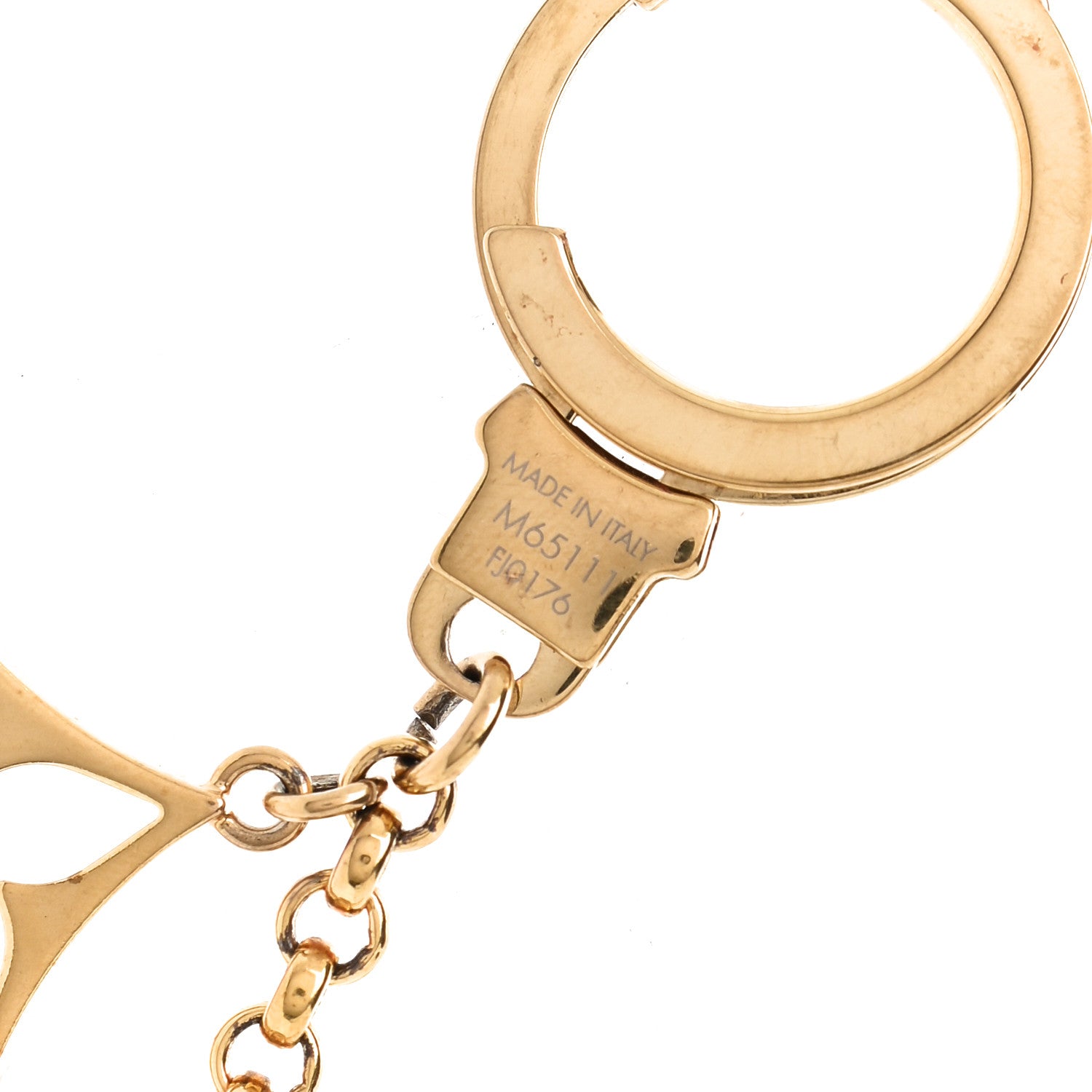 Louis Vuitton Brass Enamel Fleur De Monogram Bag Charm Chain Gold 4 of 5