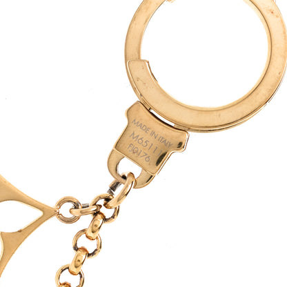 Louis Vuitton Brass Enamel Fleur De Monogram Bag Charm Chain Gold 4 of 5