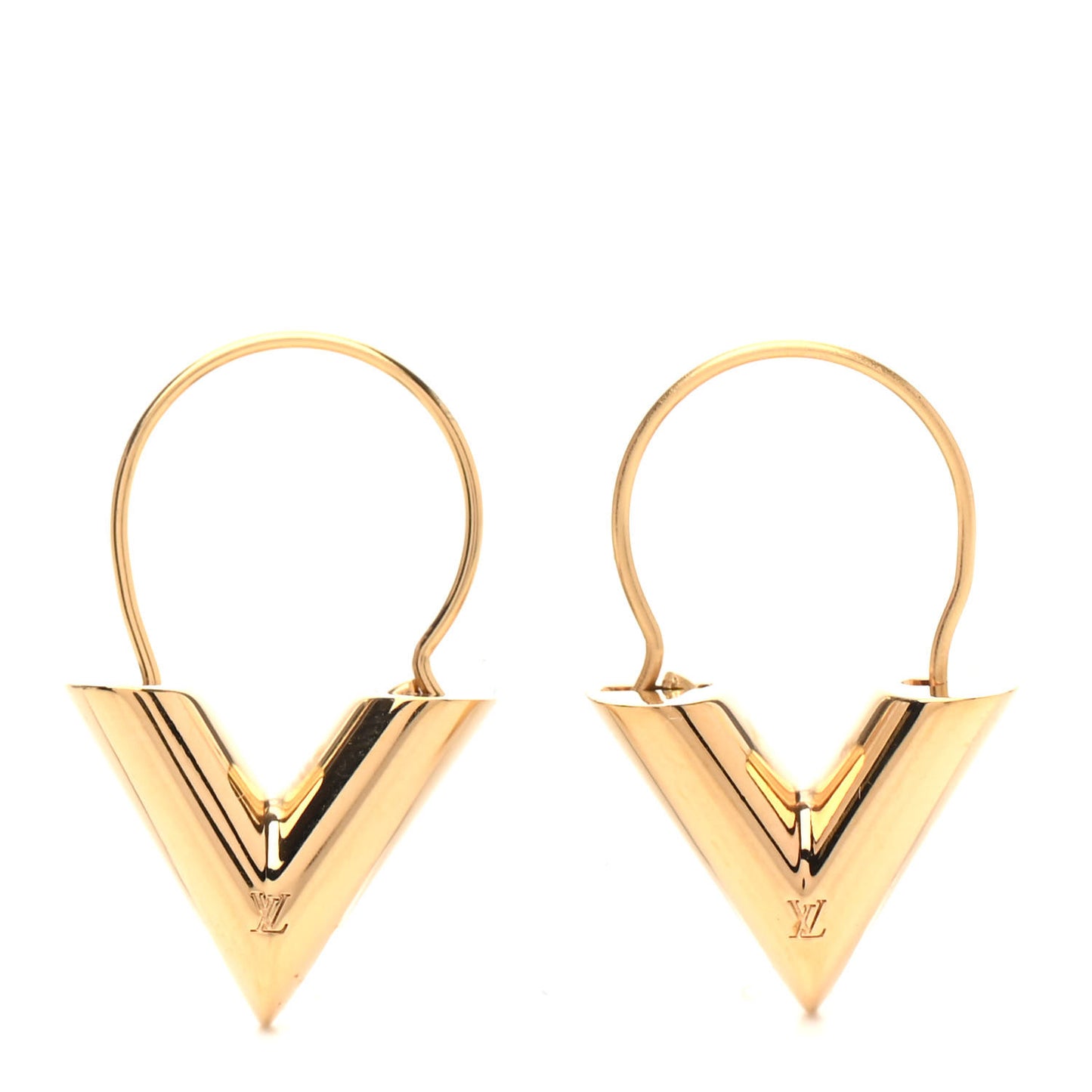 Brass Essential V Hoop Earrings Gold