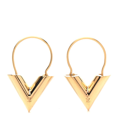 Louis Vuitton Brass Essential V Hoop Earrings Gold 1 of 4