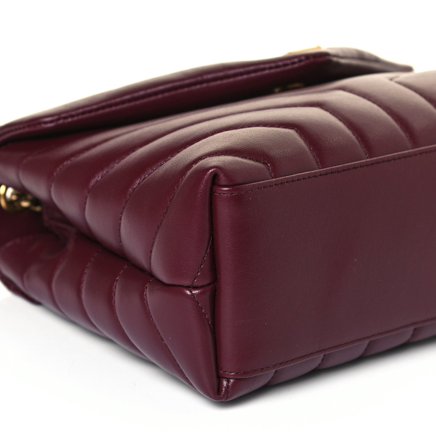 Calfskin Y Quilted Monogram Small Loulou Chain Satchel Dark Legion Red