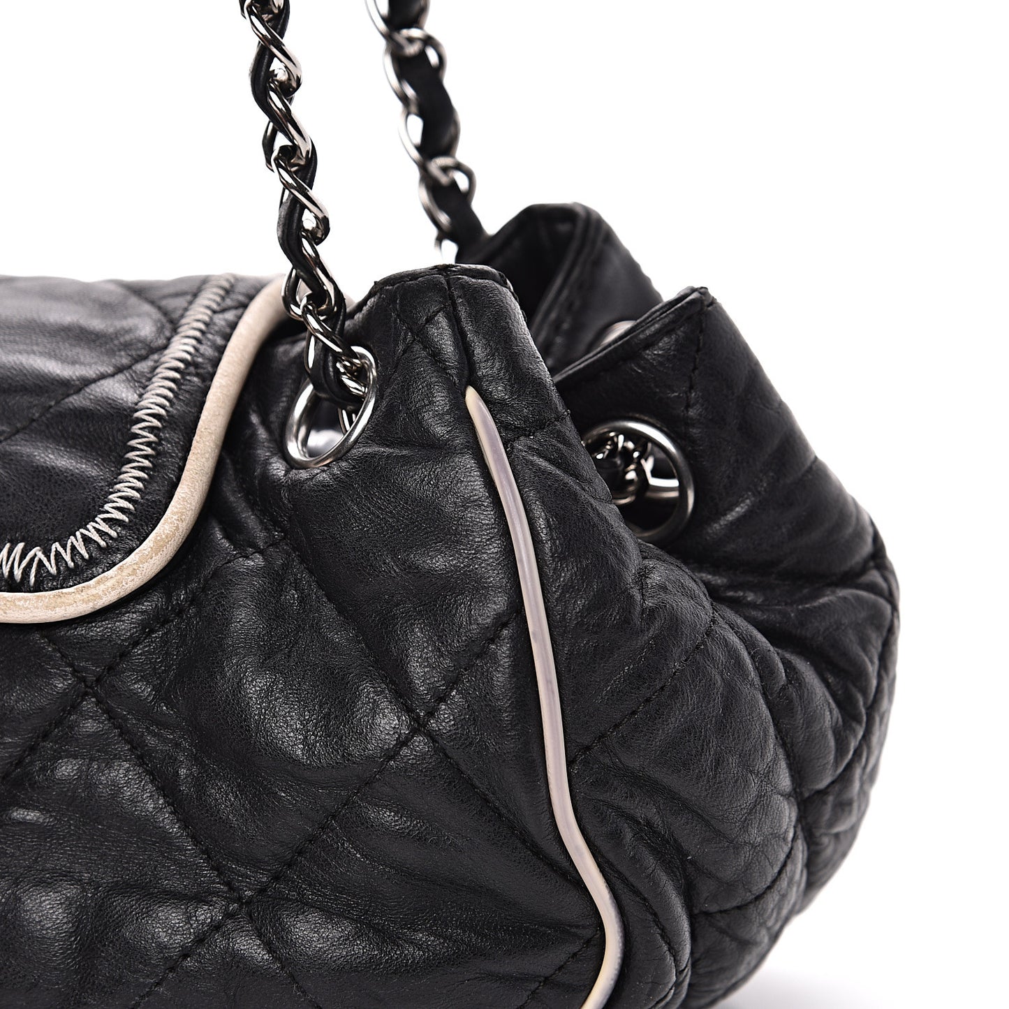 Lambskin Quilted East West Accordion Flap Black