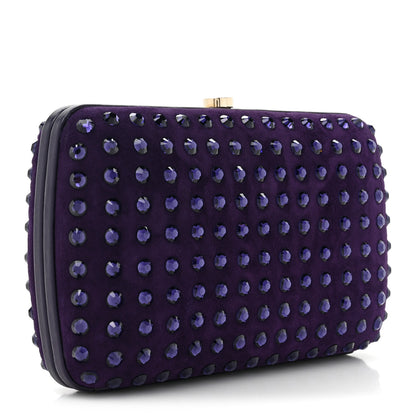 Gucci Satin Swarovski Crystal Clutch Purple 3 of 12