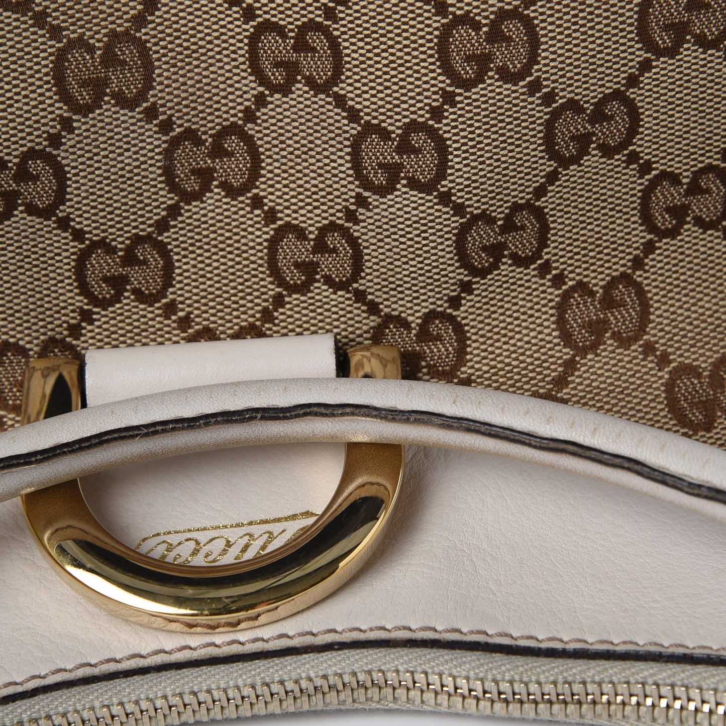Monogram Large D Gold Ring Hobo Off White