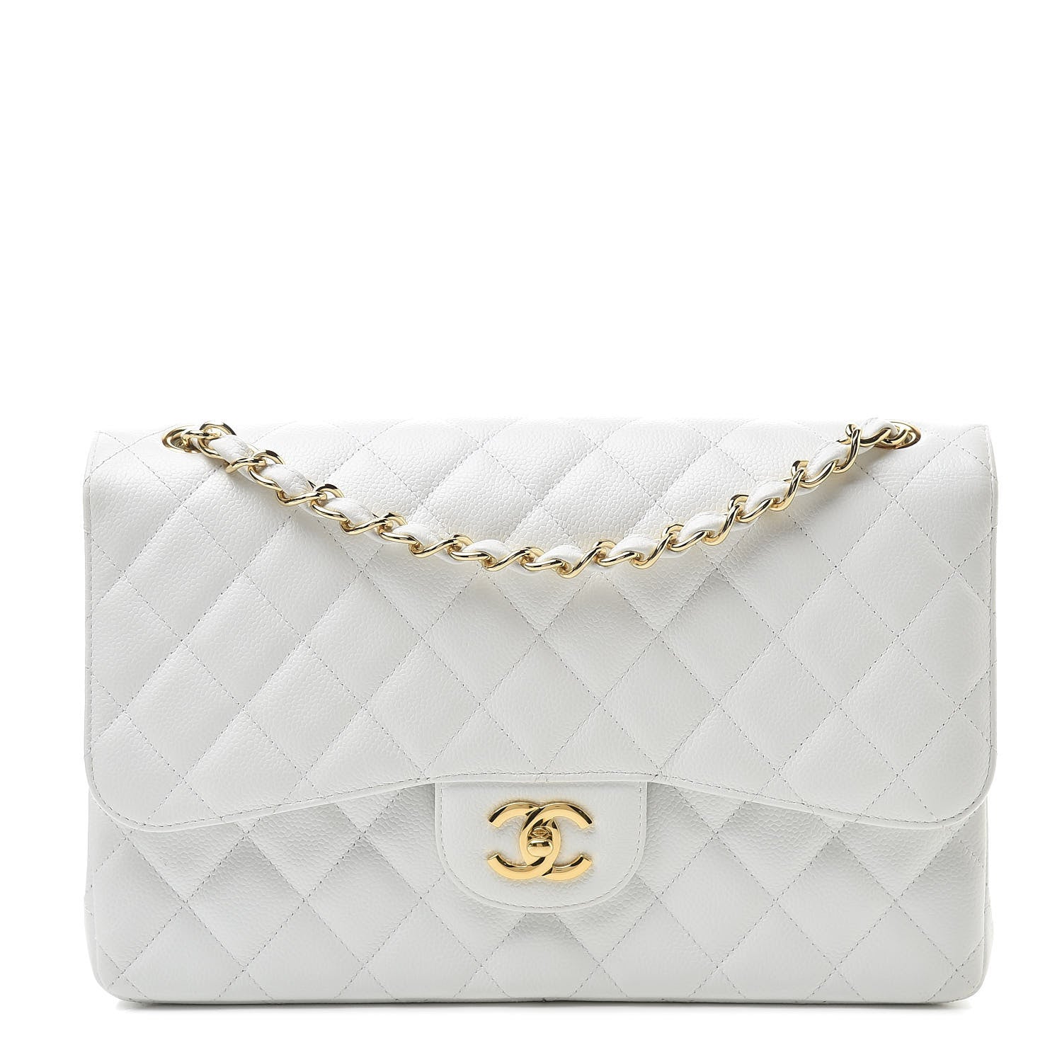 Chanel Caviar Quilted Jumbo Double Flap White 1 of 11