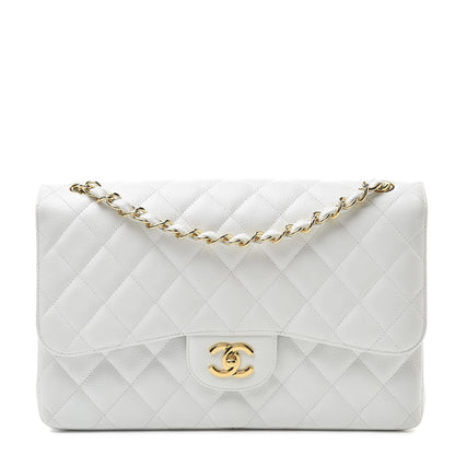 Chanel Caviar Quilted Jumbo Double Flap White 1 of 11
