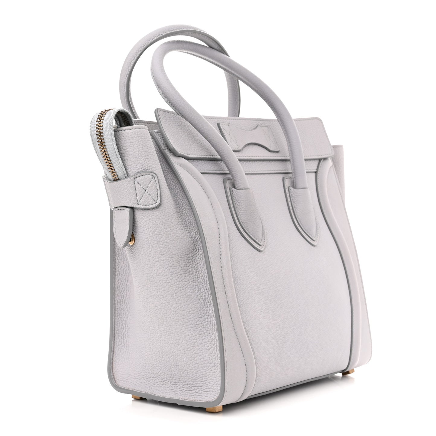 Drummed Calfskin Micro Luggage Light Grey