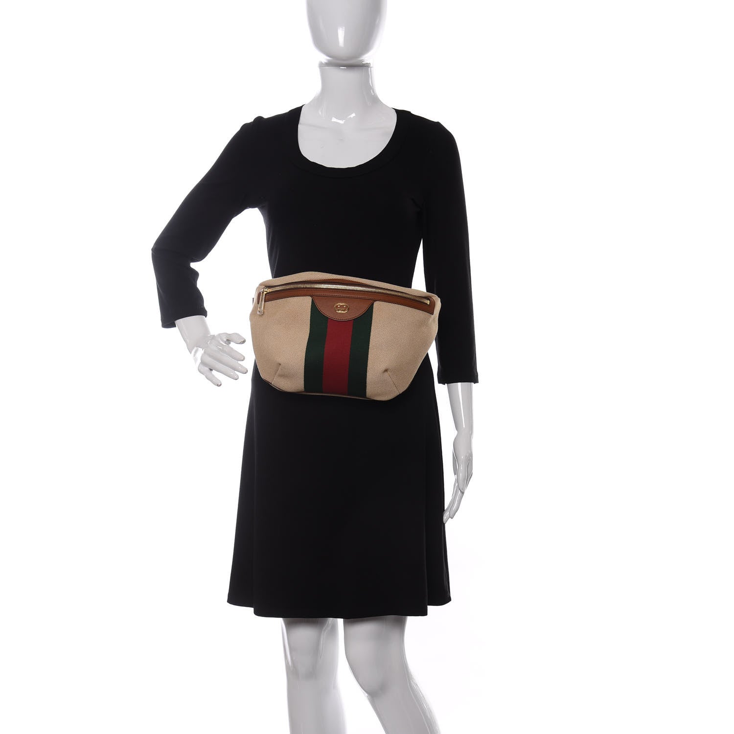 Gucci Vintage Canvas Web Belt Bag Sand Cuir 2 of 9