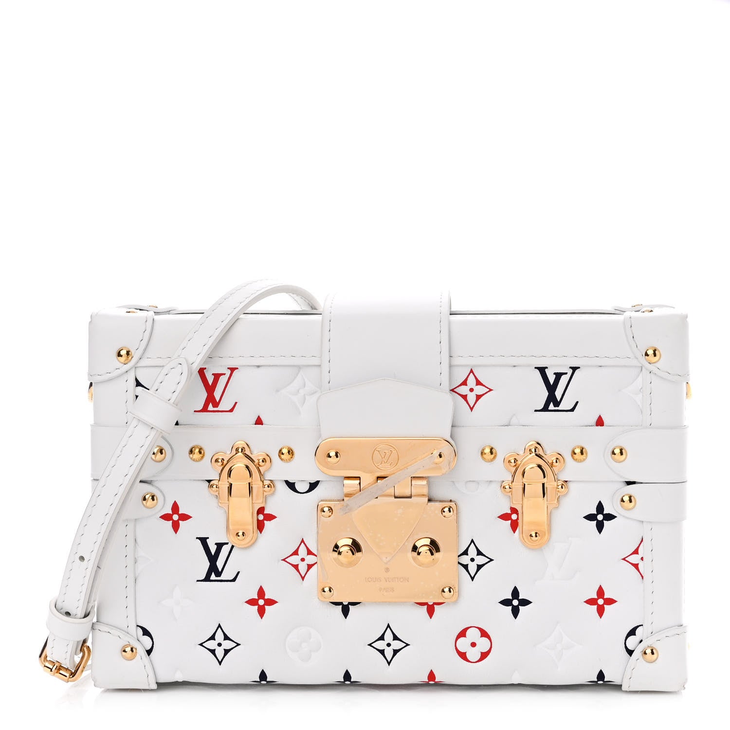 Louis Vuitton Lambskin Embossed Monogram Petite Malle Red White Blue 1 of 10