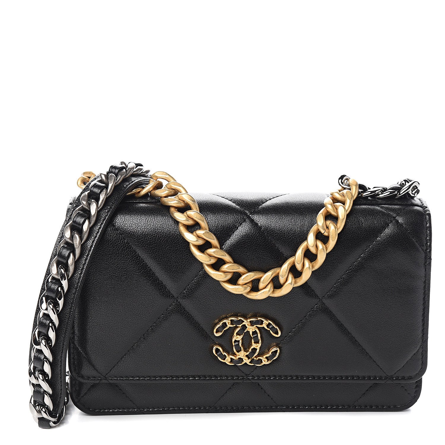 Chanel Lambskin Quilted 19 Wallet On Chain WOC Black 1 of 11