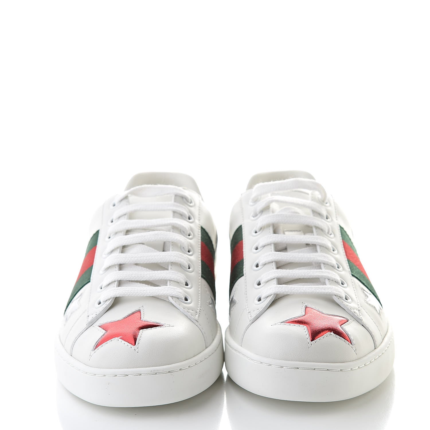 Gucci Calfskin Ayers Web Star Embroidered Mens Ace Sneakers 5.5 White Multi 2 of 10