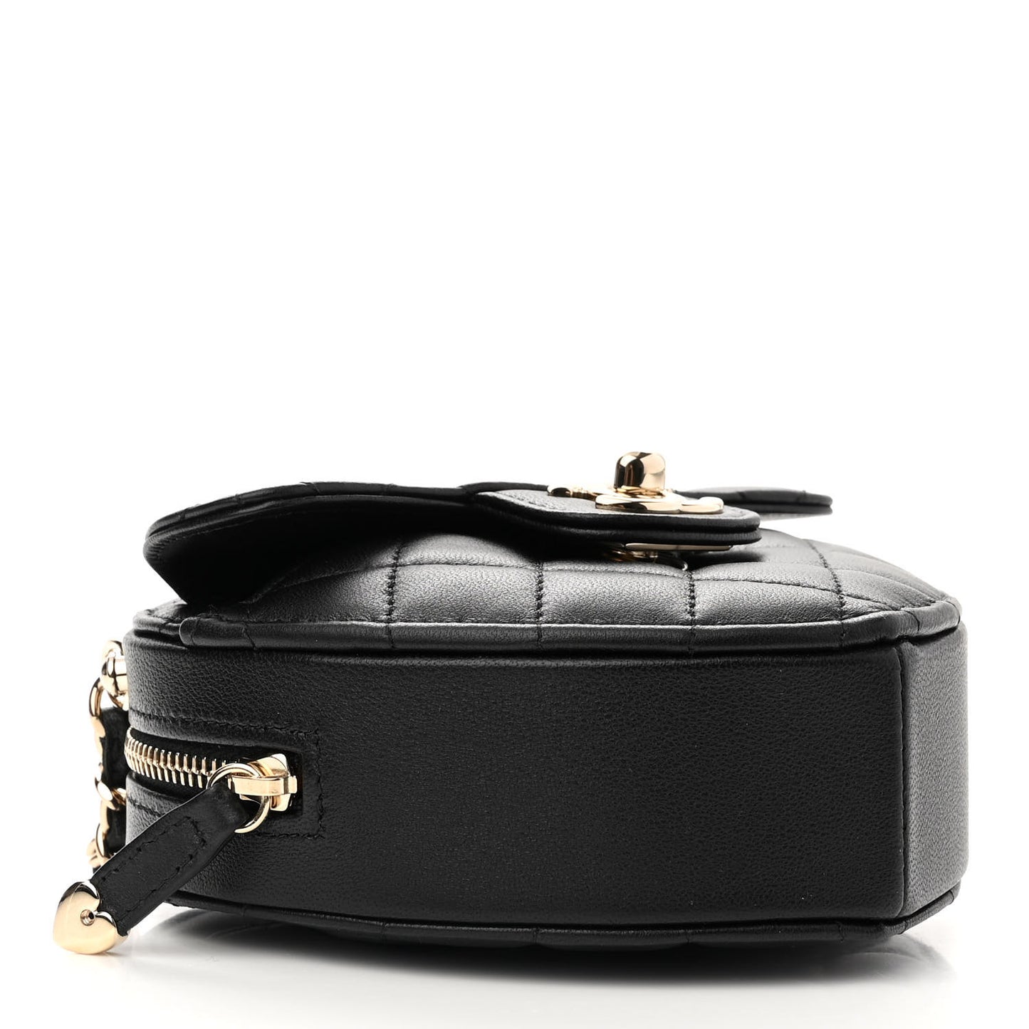 Lambskin Quilted CC In Love Heart Clutch With Chain Black