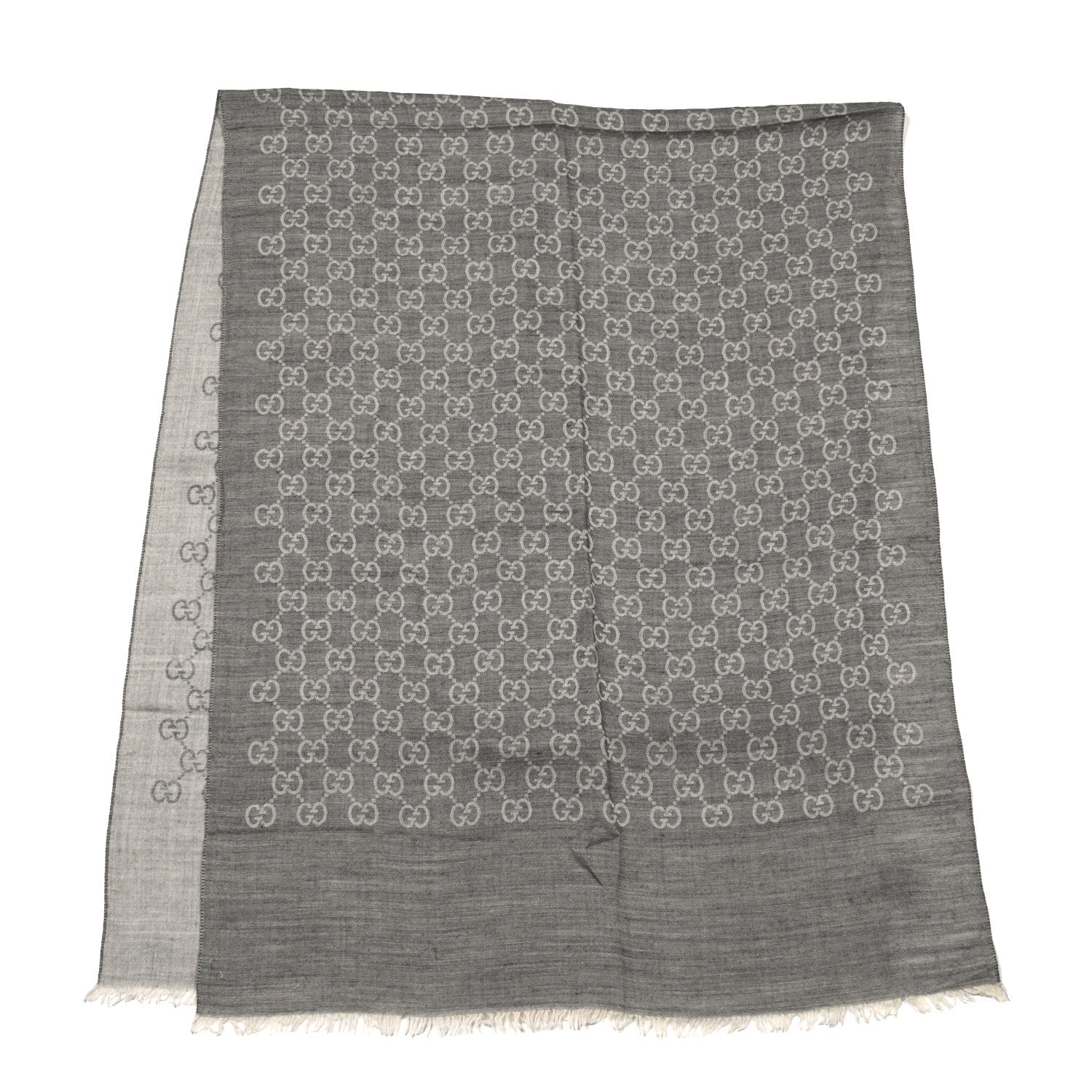 Gucci Wool Silk GG Monogram GGNat Scarf Lead 2 of 4