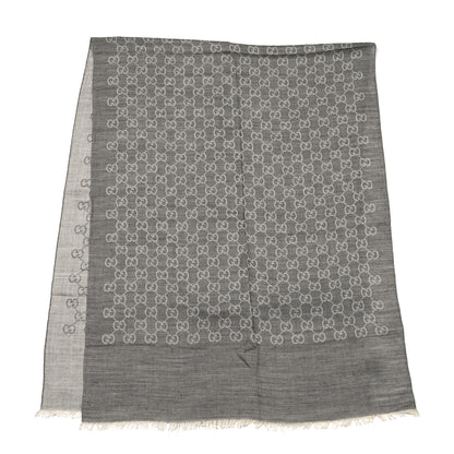 Gucci Wool Silk GG Monogram GGNat Scarf Lead 2 of 4