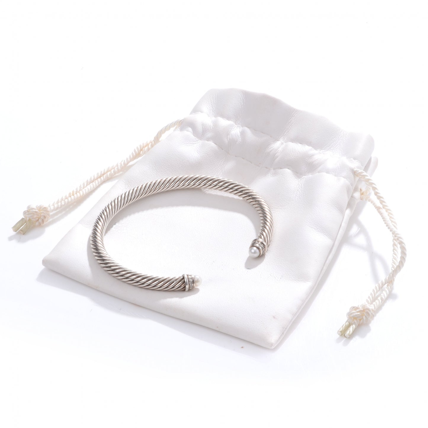 Sterling Silver Diamond Pearl 5mm Cable Classics Bracelet