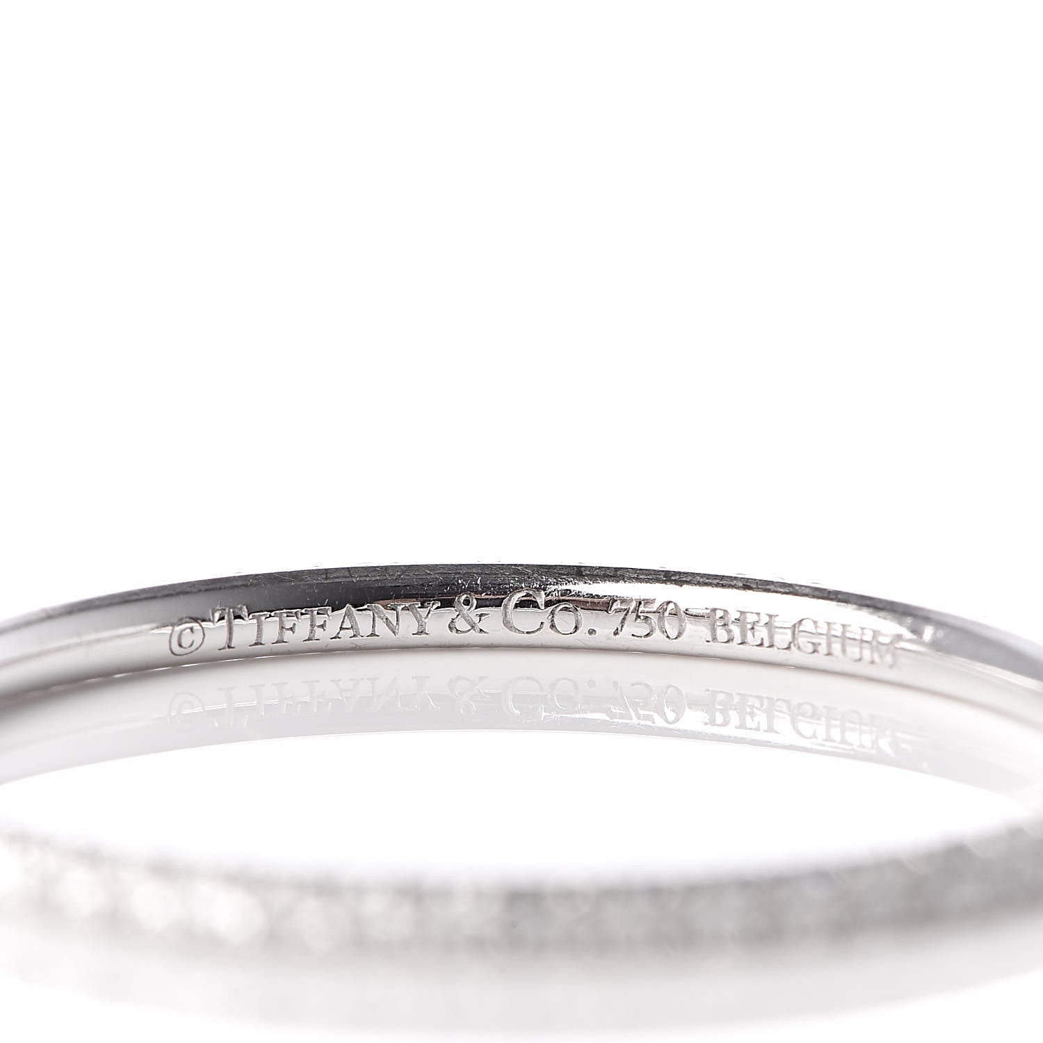 Tiffany 18K White Gold Diamond Metro Band Ring 61 9.5 4 of 5