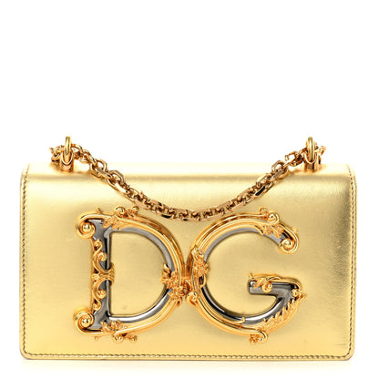 Dolce & Gabbana Metallic Calfskin DG Girls Shoulder Bag Gold 1 of 9