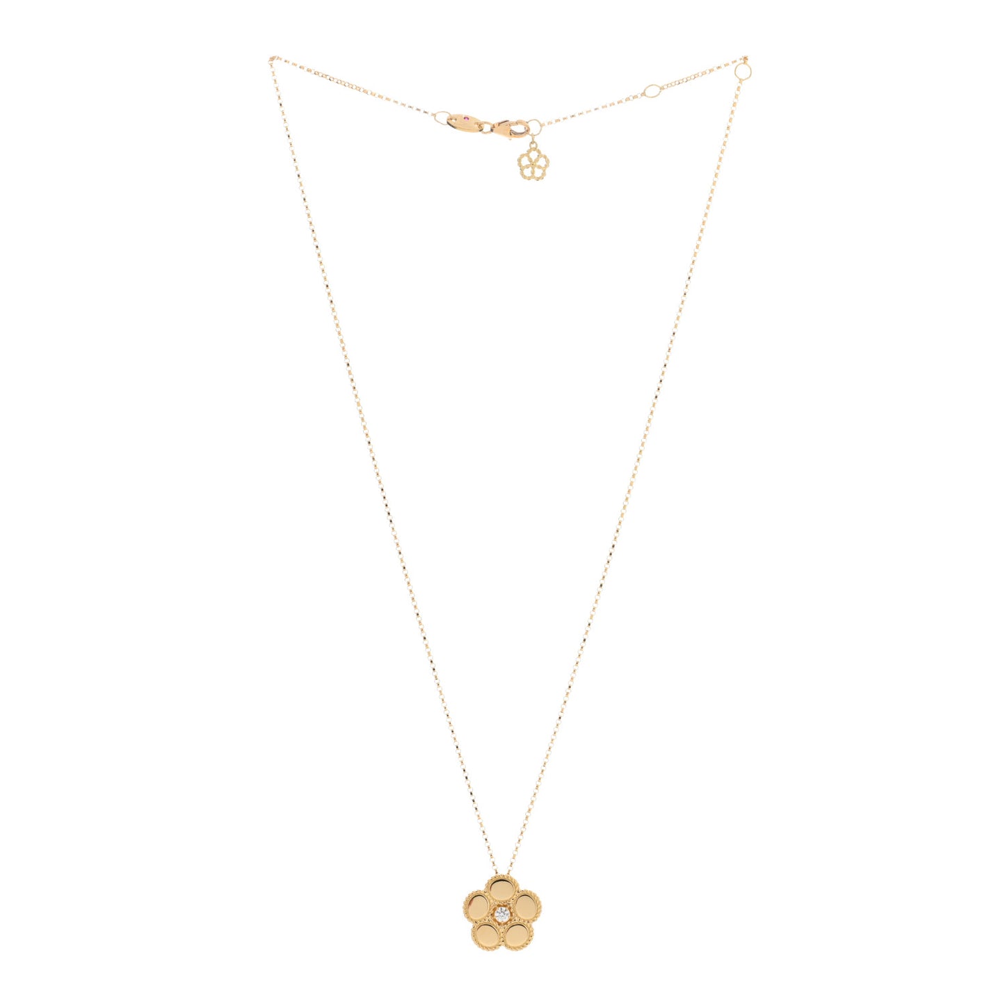 18K Yellow Gold Diamond Daisy Pendant Necklace