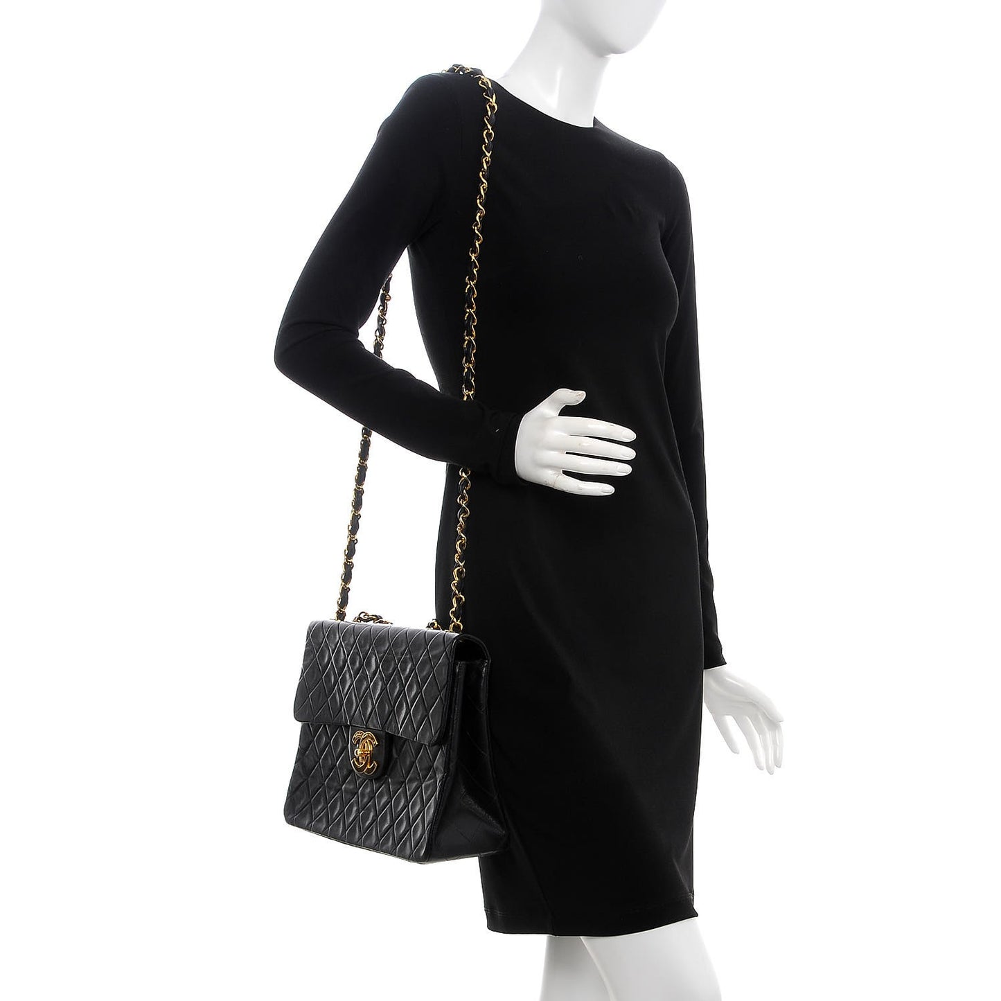 Lambskin Quilted XL Jumbo Single Flap Black