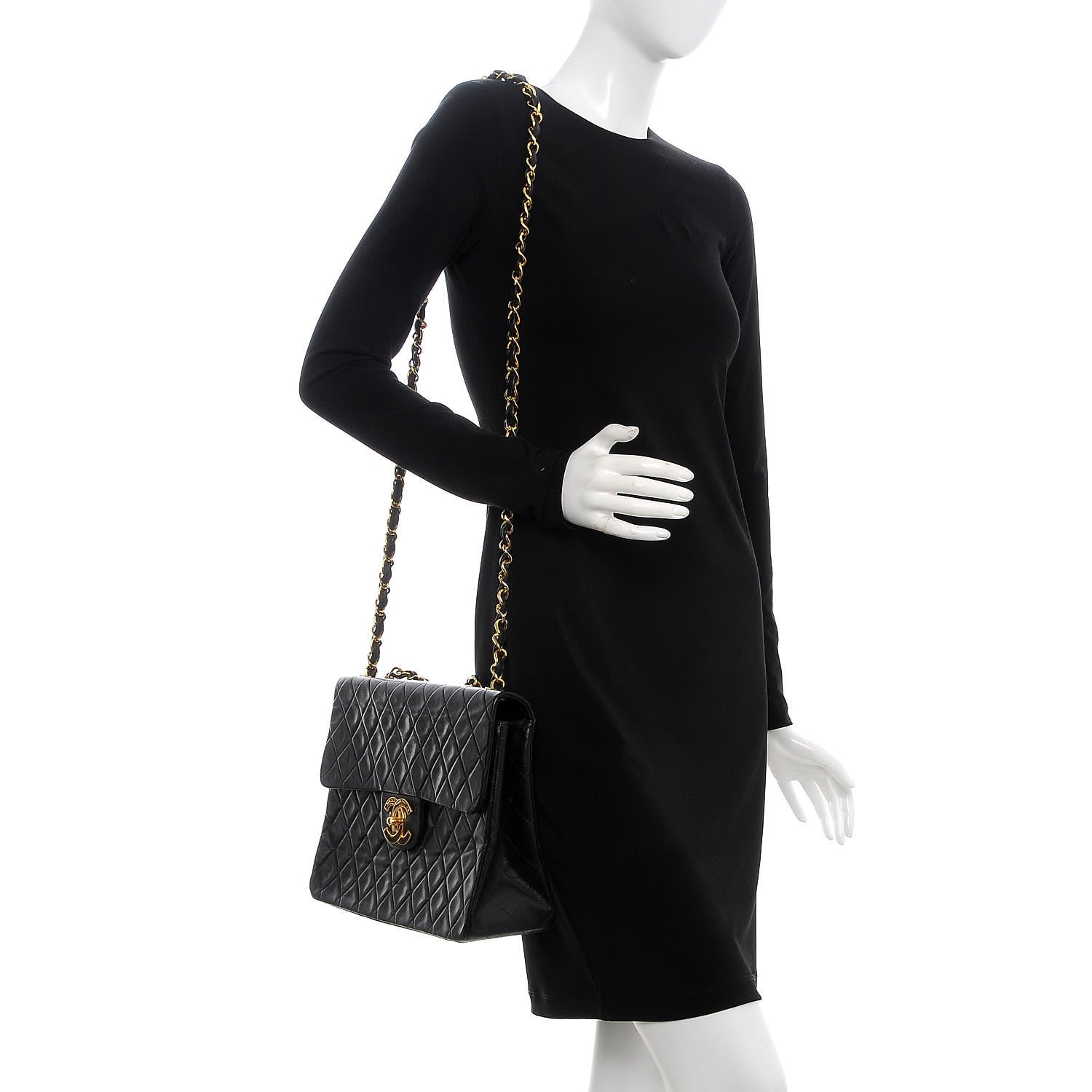 Chanel Lambskin Quilted XL Jumbo Single Flap Black 2 of 14