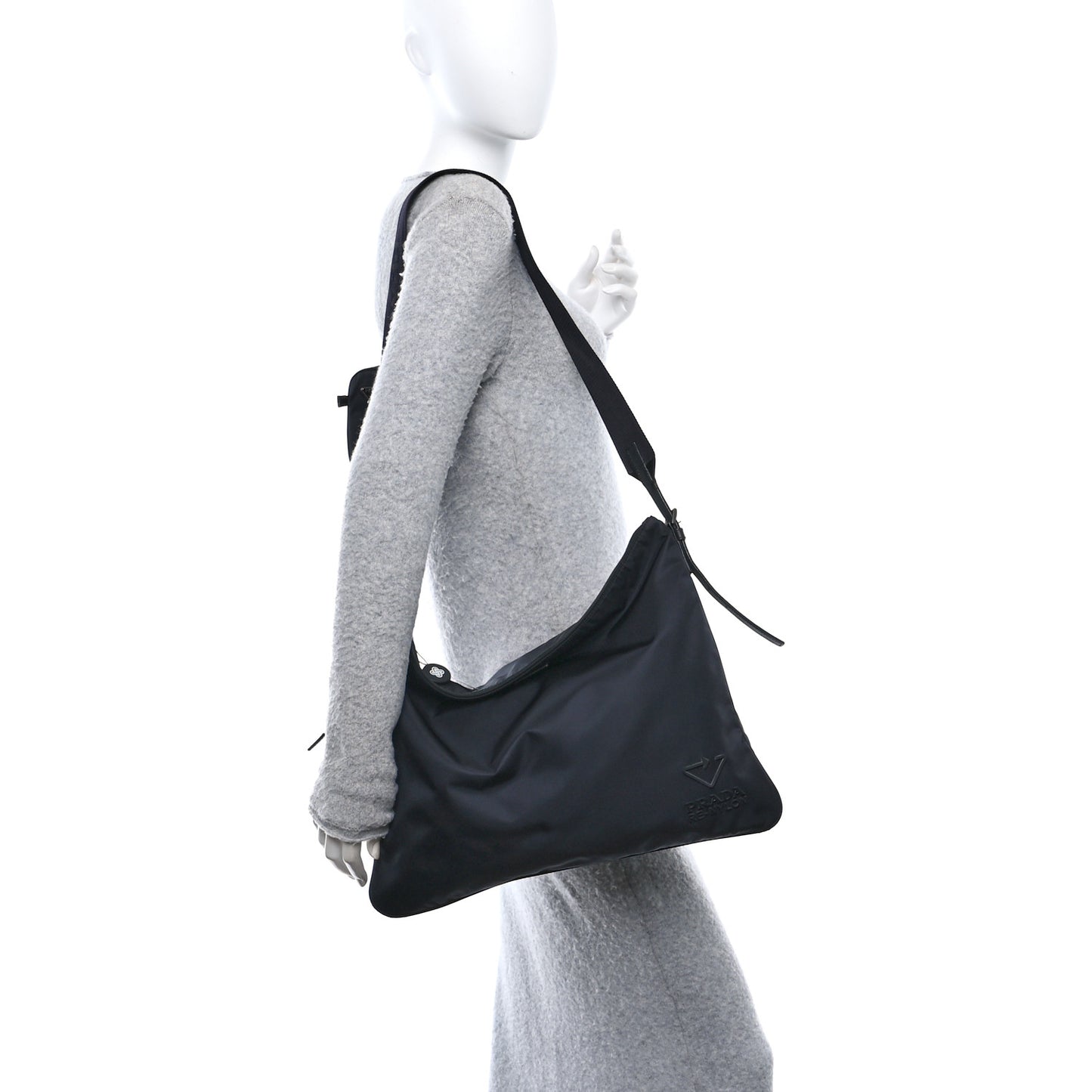 Re-Nylon Tessuto Large Shoulder Bag Black