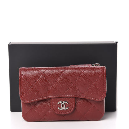 Chanel Caviar Quilted Flap Zip Card Holder Dark Red 11 of 11