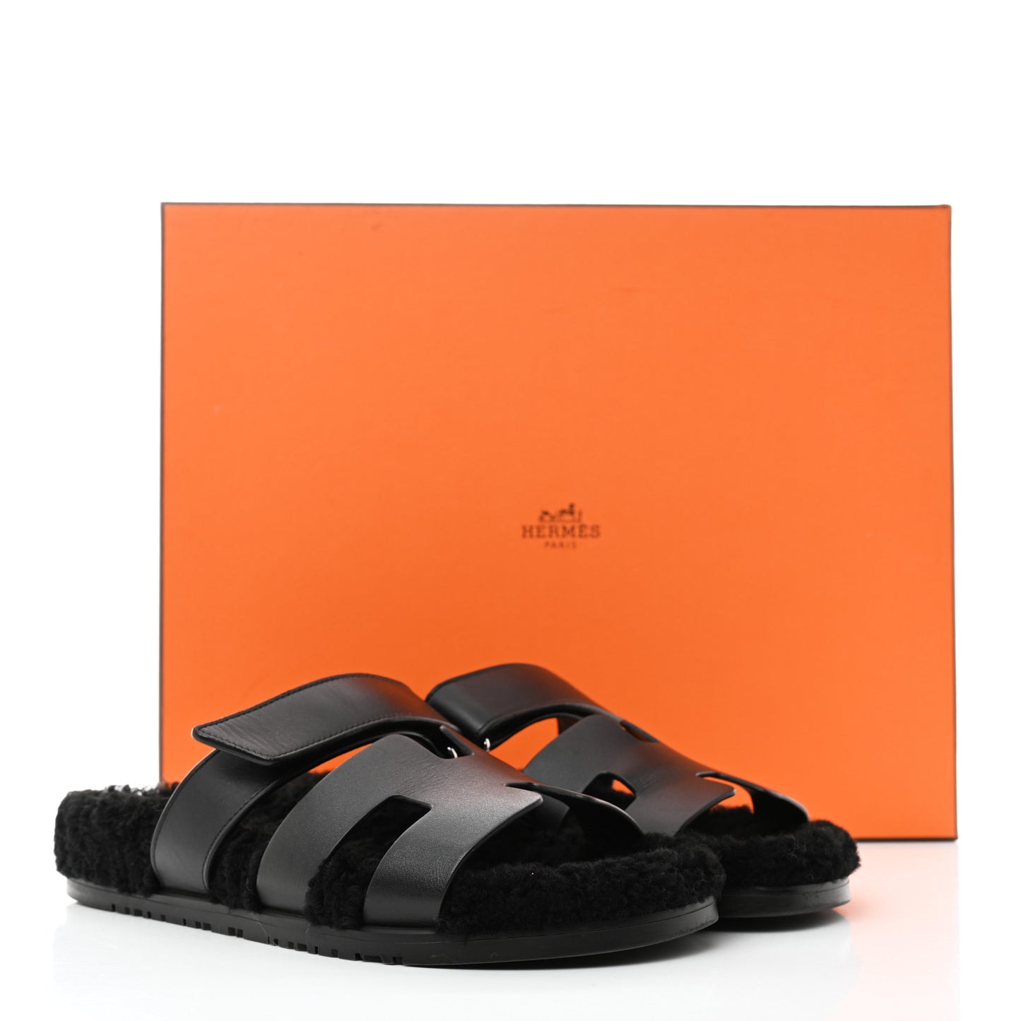 Calfskin Woolskin Womens Chypre Sandals 39.5 Black