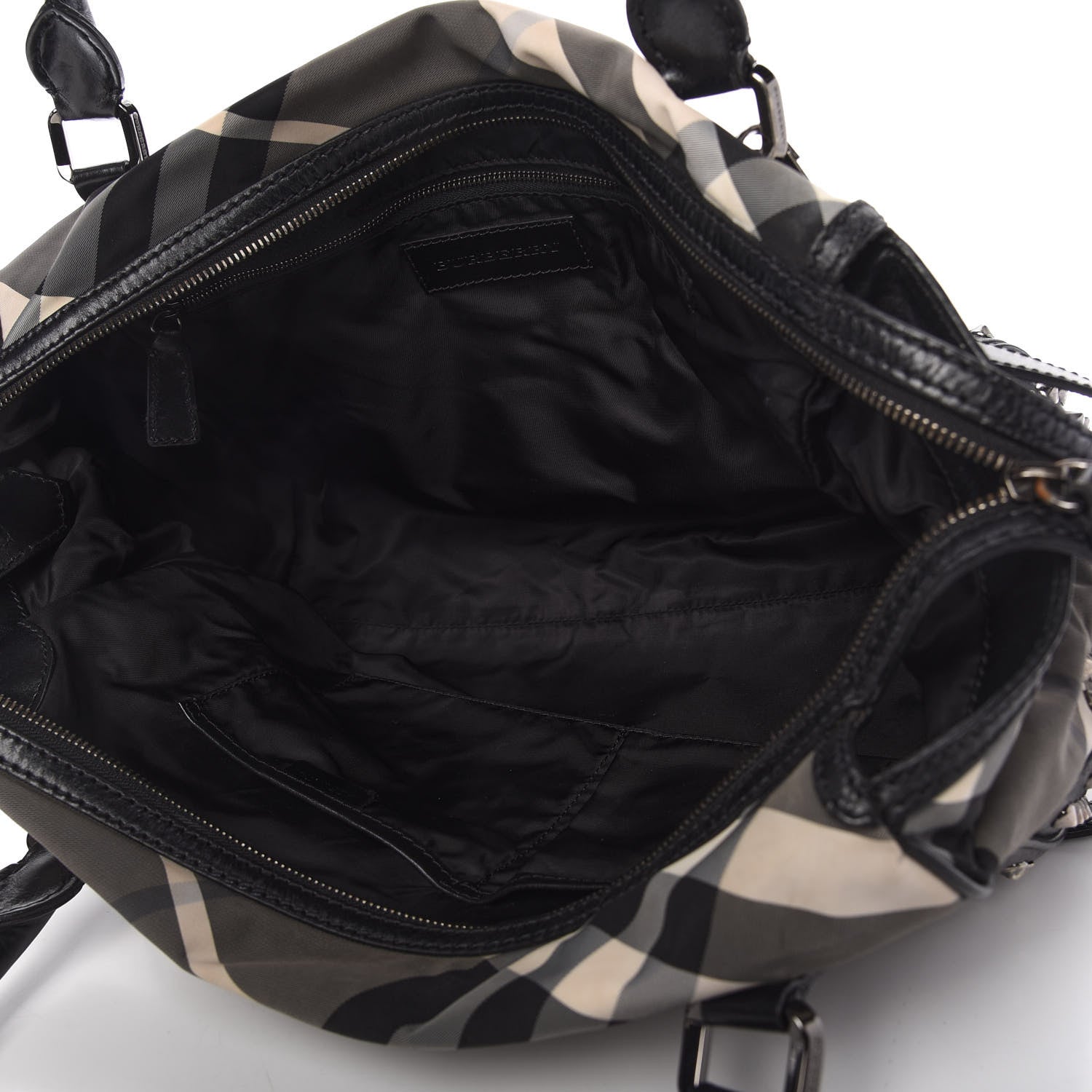 Burberry Nylon Beat Check Studded Medium Edenham Satchel Black 5 of 11
