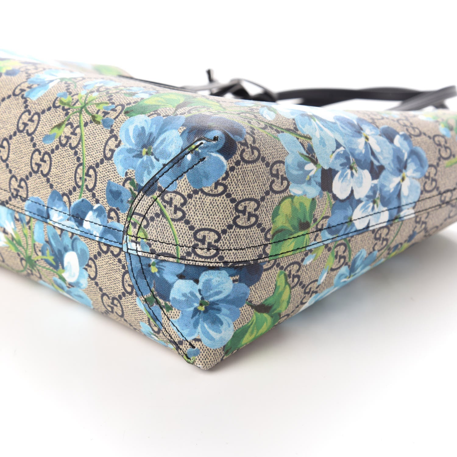 Gucci GG Supreme Monogram Blooms Small Reversible Tote Beige Blue Navy 7 of 16