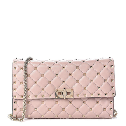 Valentino Garavani Nappa Rockstud Spike Wallet on Chain Water Rose 1 of 10