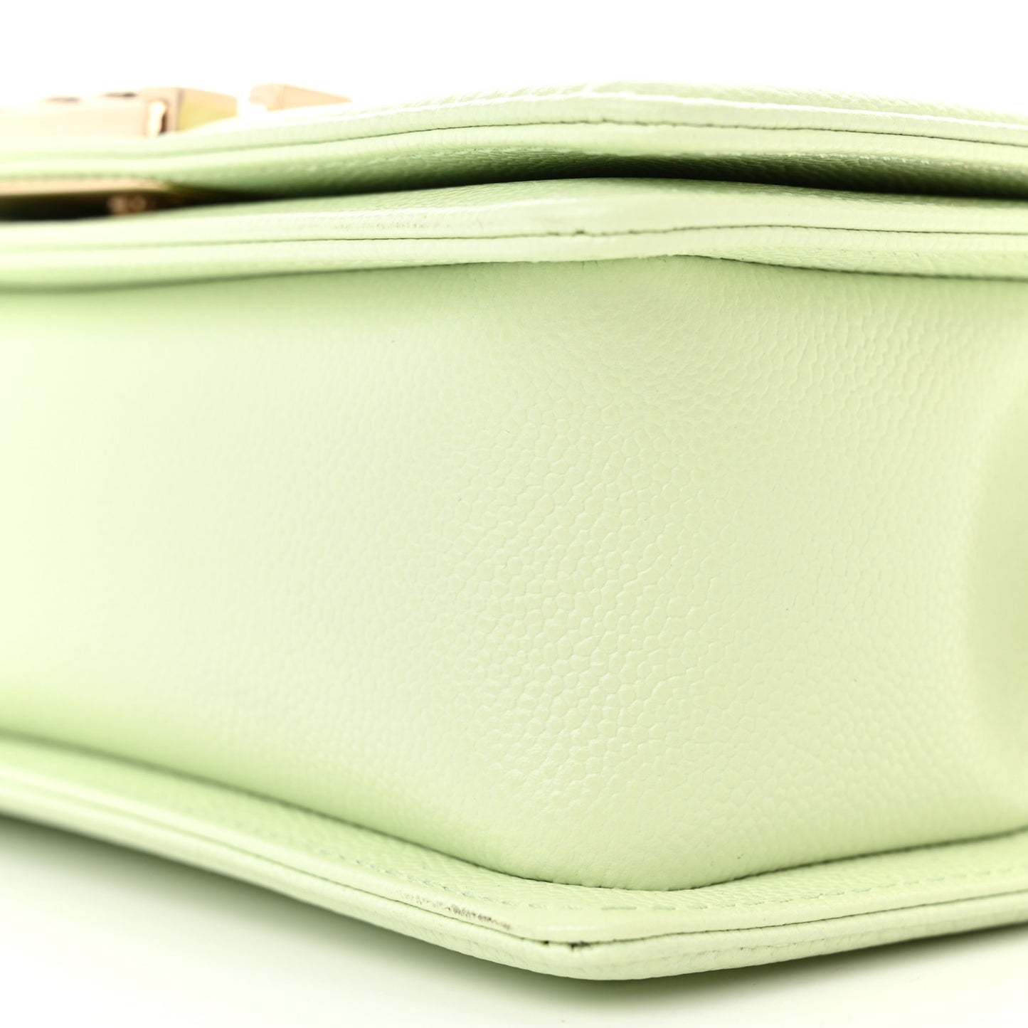 Caviar Chevron Quilted Small Boy Flap Light Green