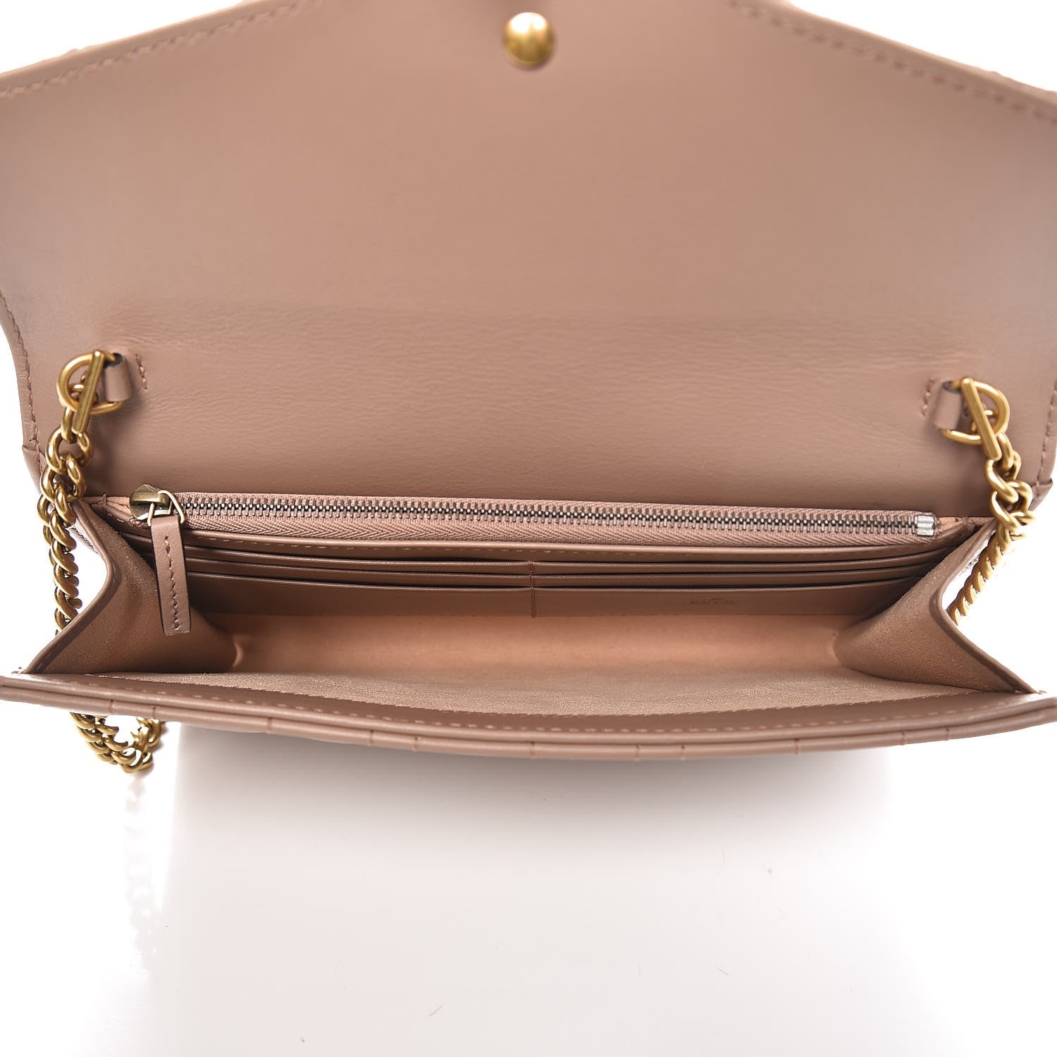 Gucci Calfskin Matelasse Mini Pearly GG Marmont Chain Wallet Porcelain Rose 4 of 5