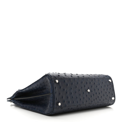 Gucci Ostrich Medium Zumi Top Handle Bag Blue 4 of 10