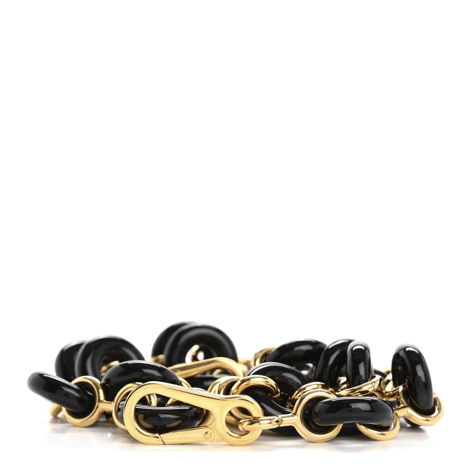Loewe Brass Acetate Donut Chain Shoulder Strap Black Gold 1 of 4