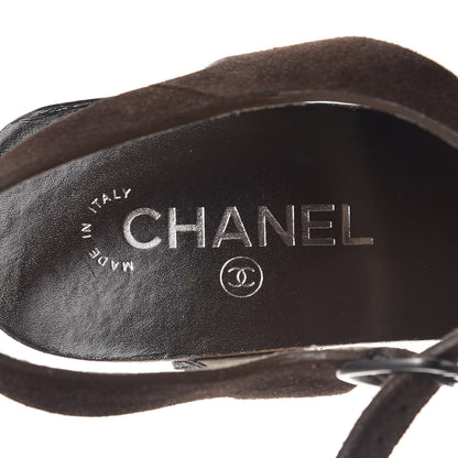 Chanel Suede Calfskin Platform Wood Clogs 41 Dark Brown 8 of 12