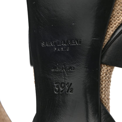 Saint Laurent Calfskin Canvas Tribute 75 Platform Sandals 39.5 Black 6 of 7