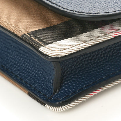 Burberry Derby Calfskin House Check Mini Hampshire Wallet On Chain Ink Blue 9 of 9