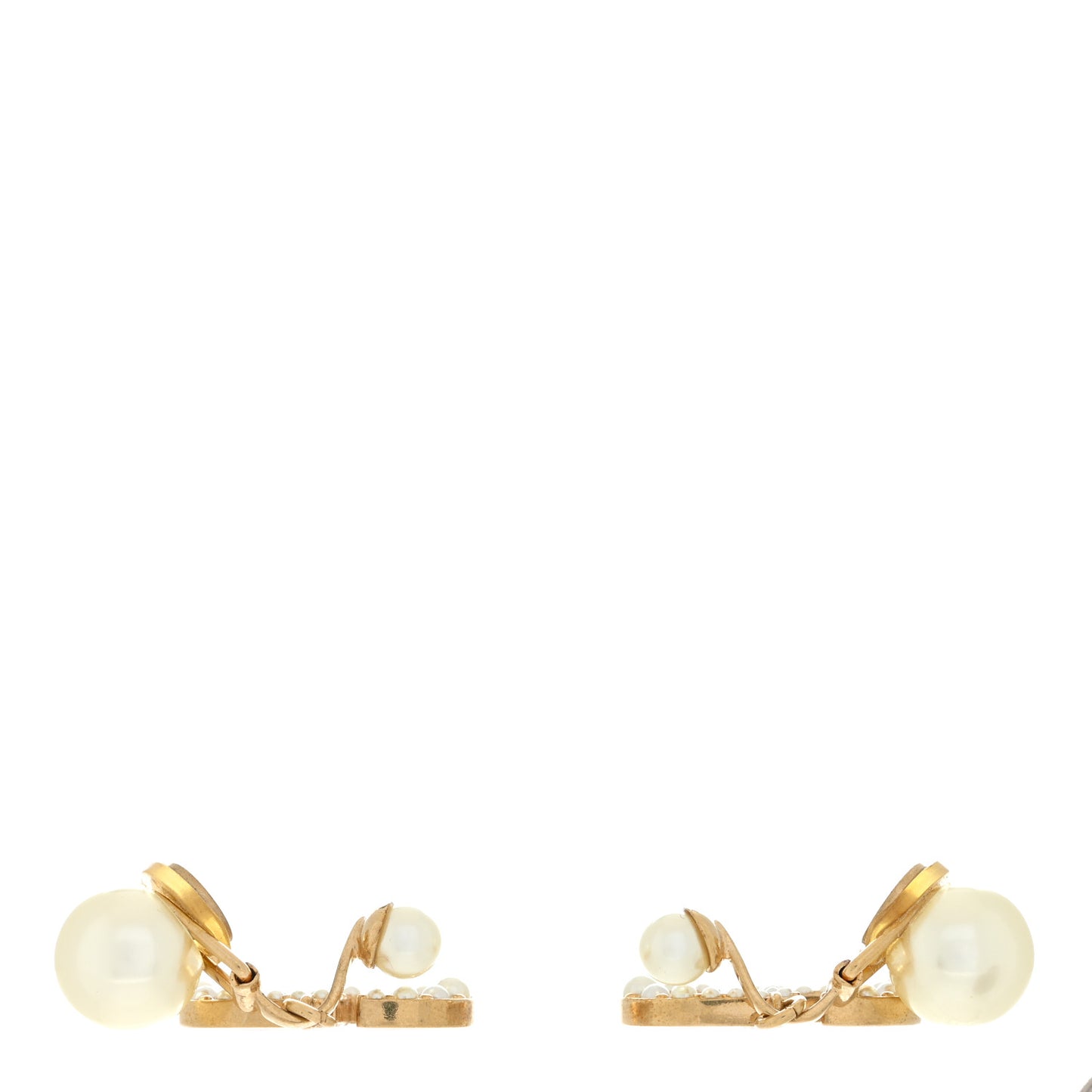 Pearl Crystal Tribal CD Clip On Drop Earrings Gold