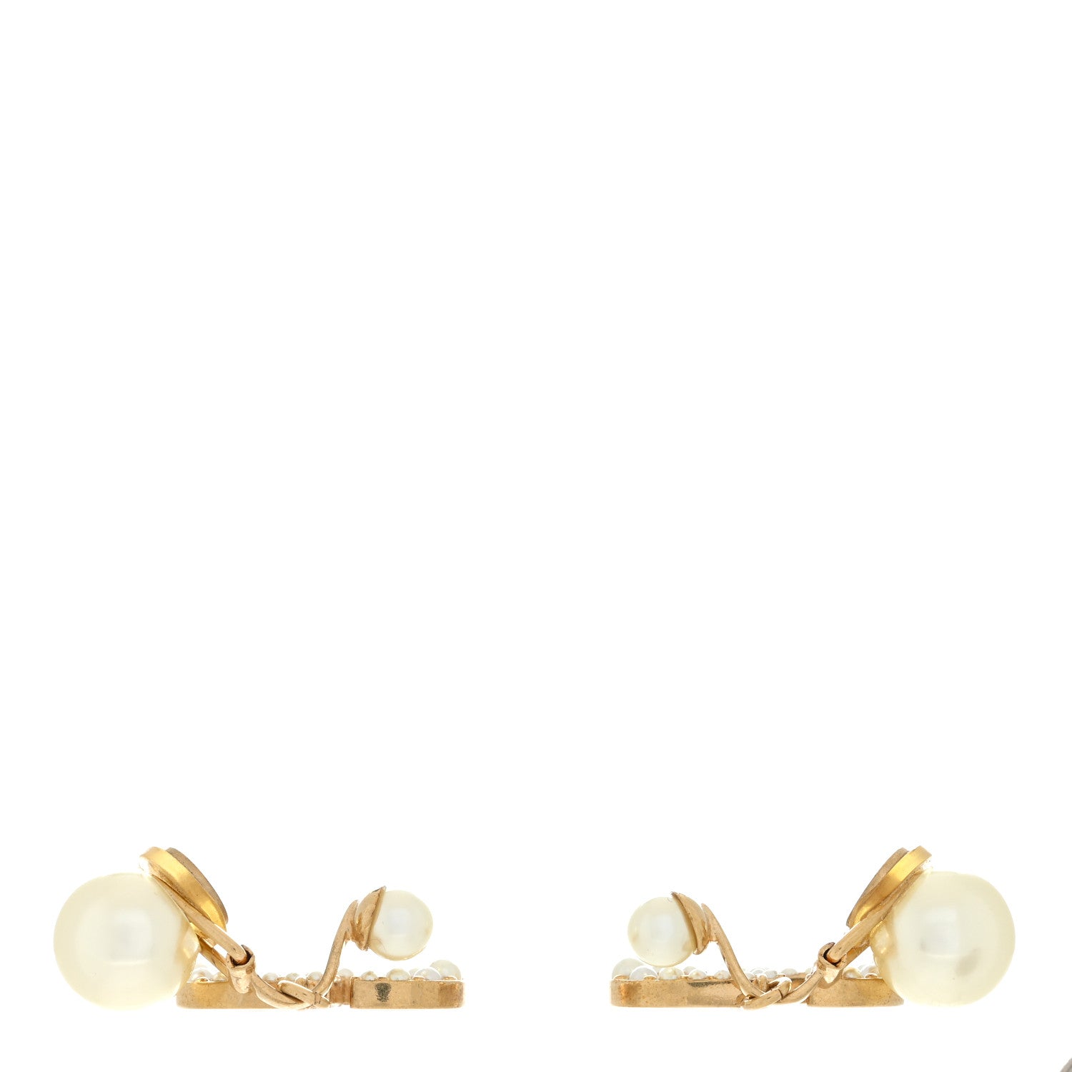Christian Dior Pearl Crystal Tribal CD Clip On Drop Earrings Gold 3 of 4