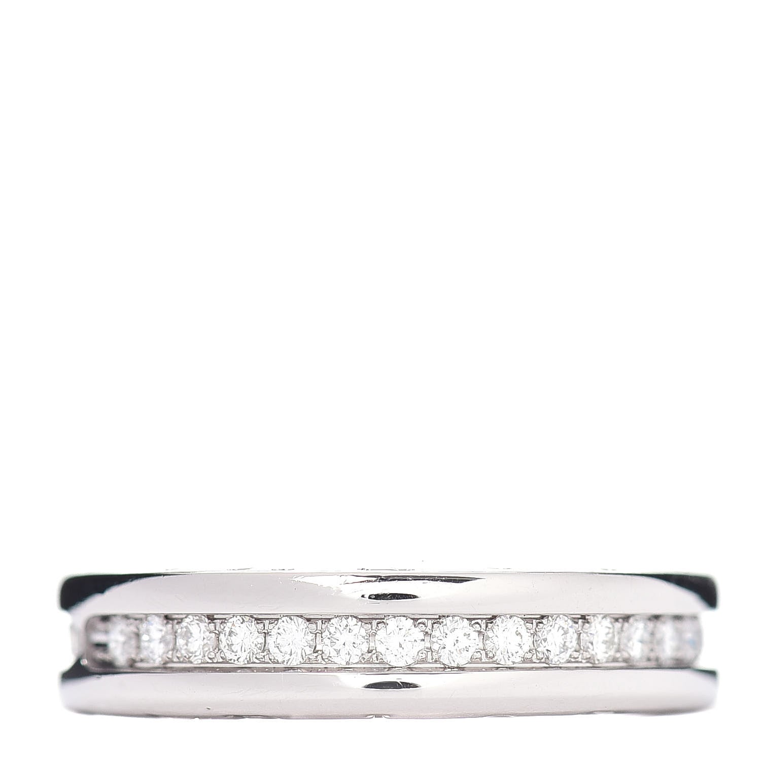 Bulgari 18K White Gold Diamond B.Zero1 One-Band Pave Ring 52 6 1 of 5