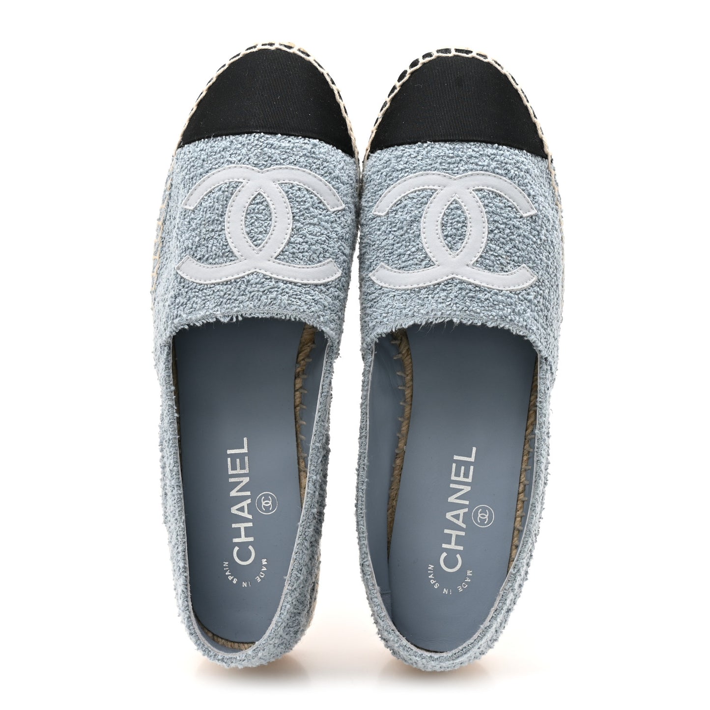 Fabric Grosgrain CC Espadrille 41 Blue Light Gray Black