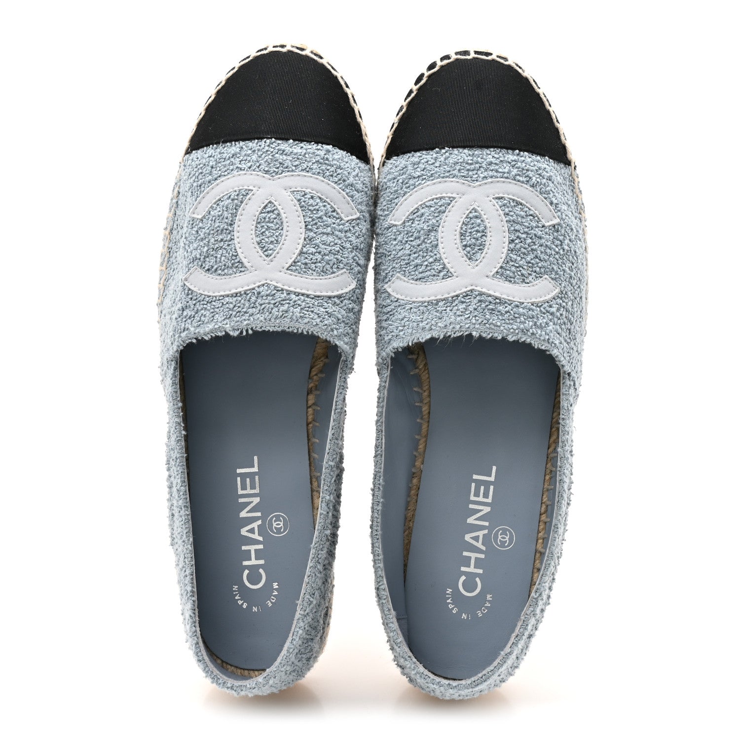 Chanel Fabric Grosgrain CC Espadrille 41 Blue Light Gray Black 2 of 11