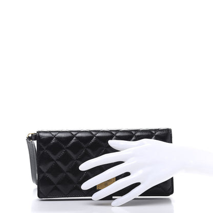 Chanel Glazed Calfskin Quilted Long Wallet With Handle Black 2 of 13