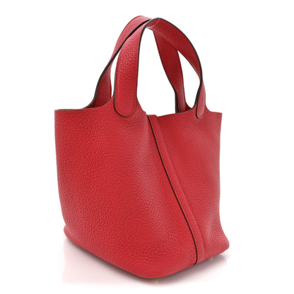 Hermes Taurillon Clemence Picotin Lock 18 PM Rouge Grenat 3 of 10
