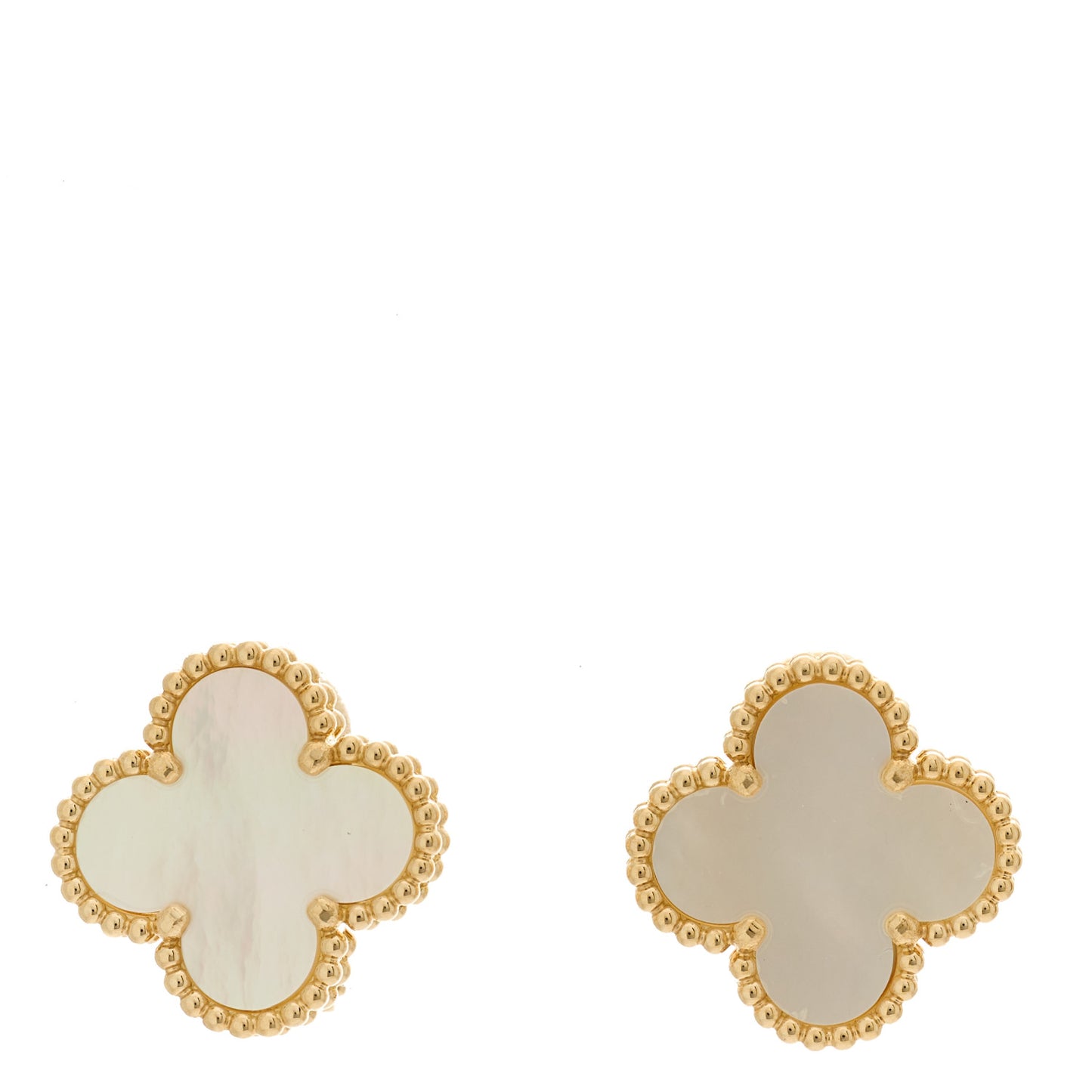18K Yellow Gold Mother of Pearl Vintage Alhambra Earrings