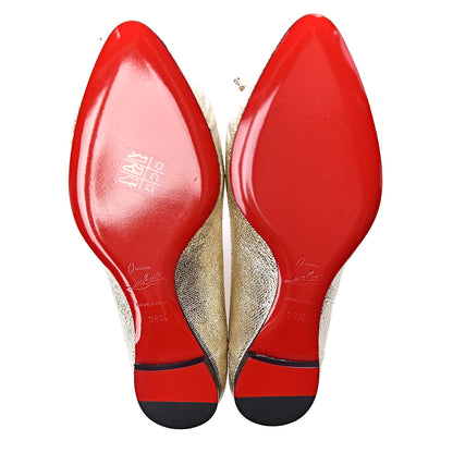 Christian Louboutin Metallic Nappa Merimee Flats 38.5 Platine 7 of 8