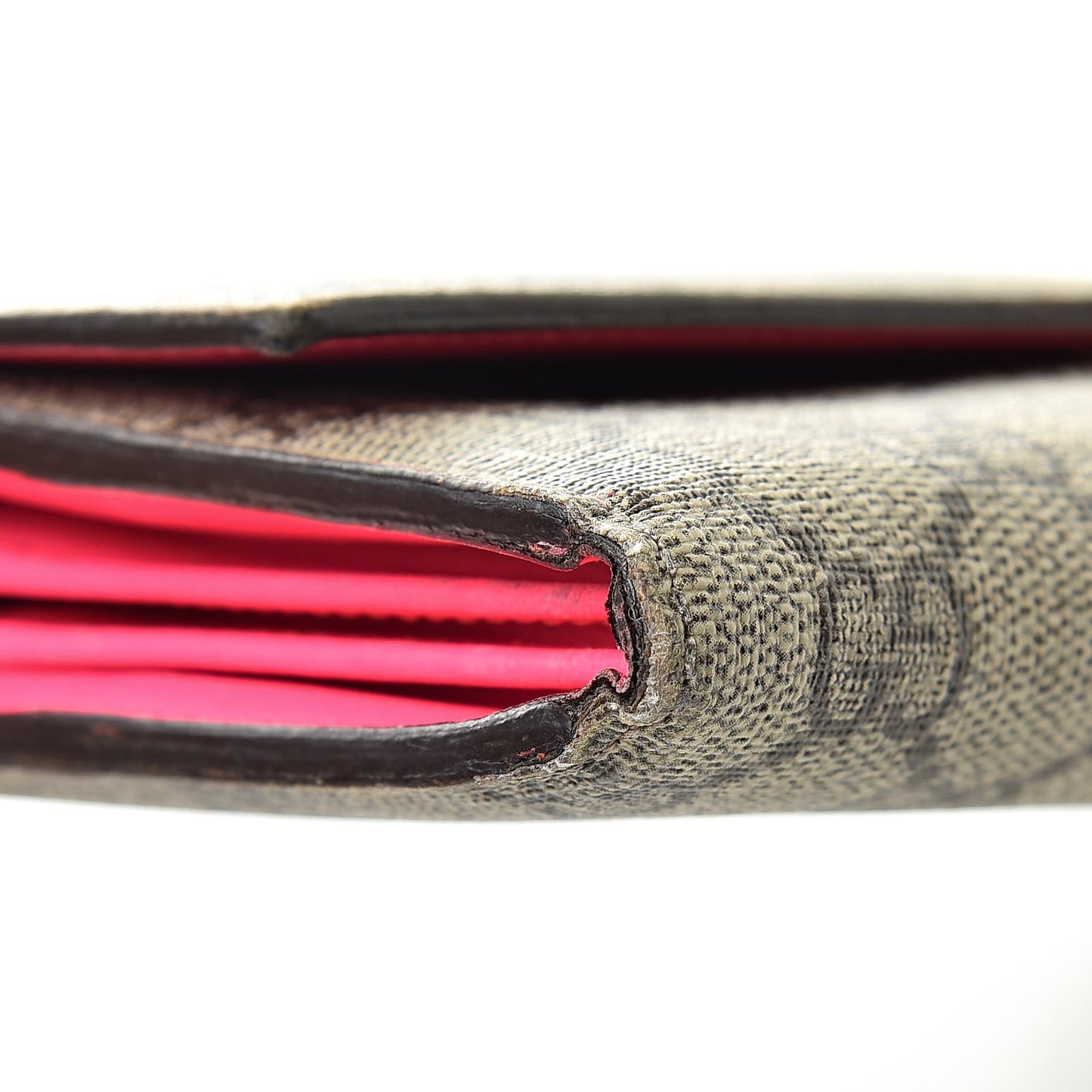 GG Supreme Monogram Continental Heart Wallet Fluorescent Fuchsia
