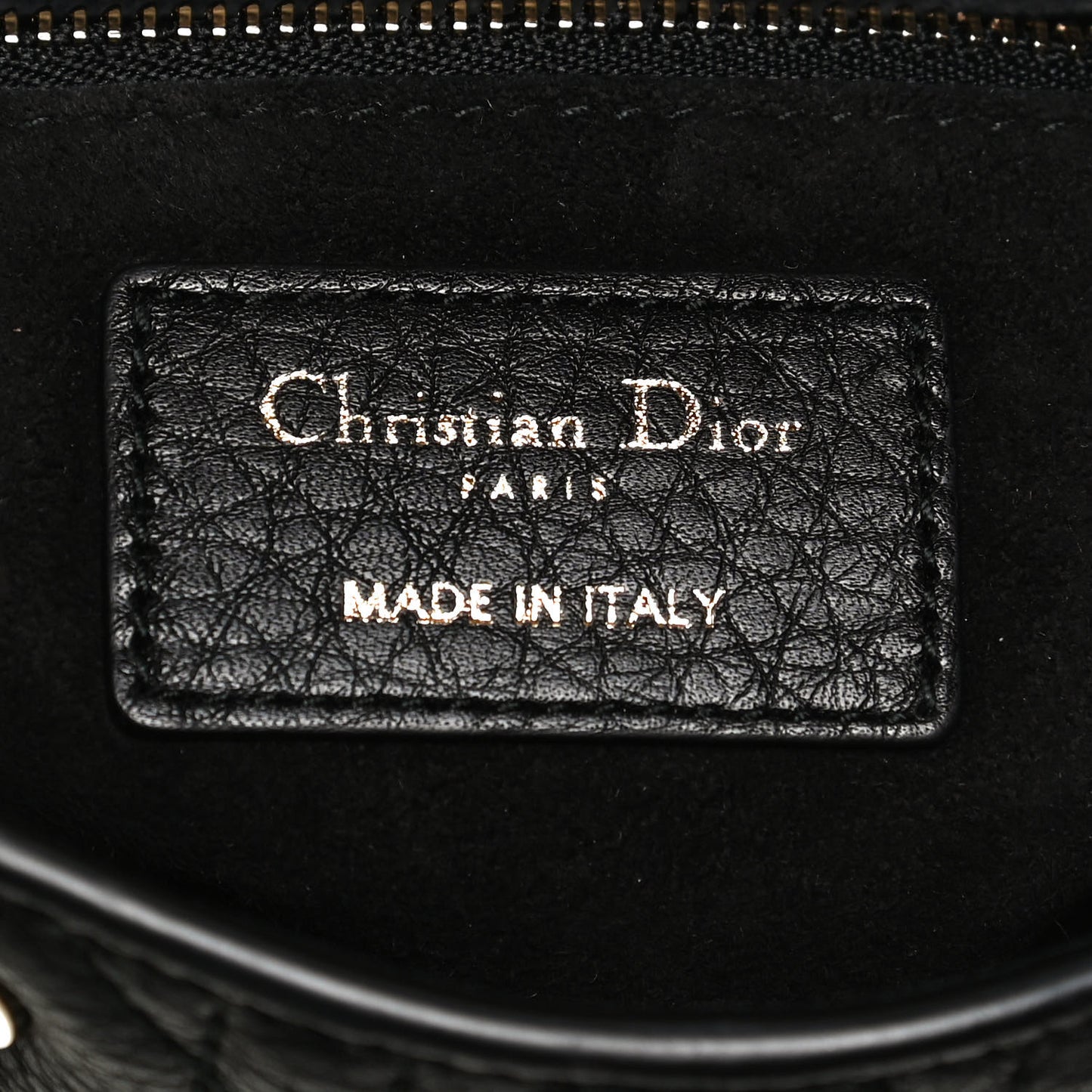 Grained Calfskin Cannage Small Supple Lady Dior Black